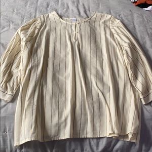 Cream top with grey and gold stripes